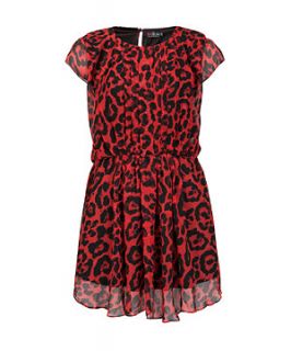 Lovedrobe Red Animal Print Cap Sleeve Dress