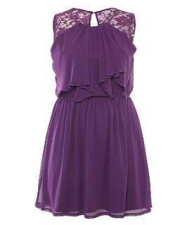Lovedrobe Purple Frill Front Lace Panel Dress