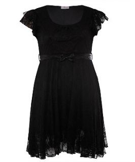 Praslin Black Lace Chiffon Cap Sleeve Dress