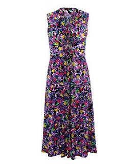 Lovedrobe Purple Ditsy Floral Gathered Front Maxi Dress