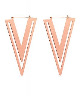Pink Gold Triangle Hoop Earrings