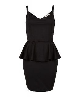 147 Fashion Black Strappy Peplum Dress