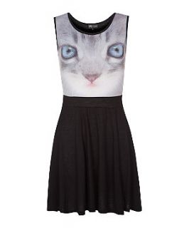 147 Fashion Black Cat Skater Dress