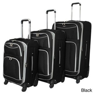 Rockland Fusion Collection 3 piece Expandable Lightweight Spinner Upright Luggage Set Rockland Three piece Sets