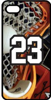 Lacrosse Sports Fan Player Number 23 Black Plastic Decorative iPhone 5/5s Case Cell Phones & Accessories