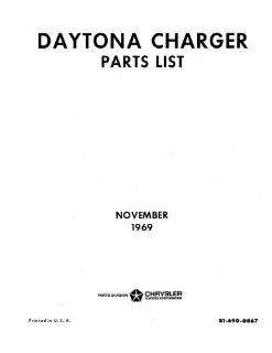1969 1970 Dodge Charger Daytona Parts Numbers List Guide Interchange Drawings Automotive