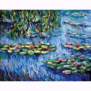 DiyOilPaintings Paintworks Paint By Number 20"x16", Original Oil Painting by Monet, Water Lilies   Childrens Paint By Number Kits