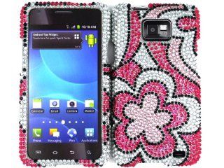 Hot Pink Flower Bling Rhinestone Diamond Crystal Faceplate Hard Skin Case Cover for Samsung Galaxy S II Attain SGH i777 Cell Phones & Accessories