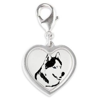 Siberian Husky Charm Sled Dog Heart Charm by husky_gifts