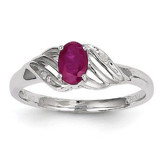 Gold and Watches 14k White Gold Genuine Ruby Diamond Ring Jewelry