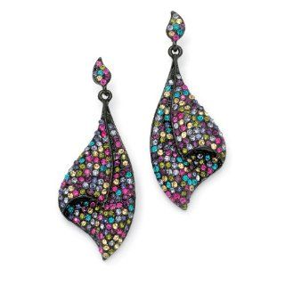 Fantastic Black Ruthenium Multi colored Crystal Earrings Jewelry