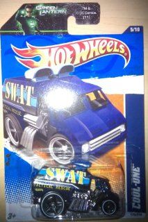 Hot Wheels 2011 '' 'COOL ONE " HW CITY WORKS 11   5 of 10   175/244   Black with White & Blue Stripes with Yellow "SWAT" & "TACTICAL RESCUE" graphics  Blue Tinted Windows   White Rims. Toys & Games