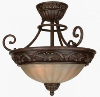 Craftmade X5816 AG Bowl Semi Flush Mount Light with Tea Stained Glass Shades, Bronze Finish