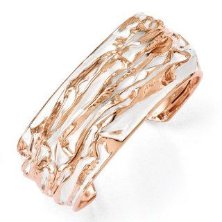 Leslies SS Rose Gold plated Medium Domed Scrunch Bangle Jewelry