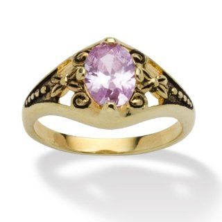 PalmBeach Jewelry Oval Cut Birthstone 14k Yellow Gold Plated Antique Finish Ring  June Jewelry