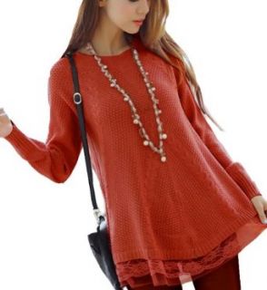 Loose Fitting Long Sleeved Sweater Lace Dress Clothing