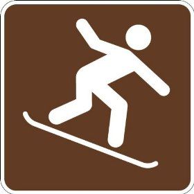 Tapco RS 127 High Intensity Prismatic Square National Park Service Sign, Legend "Snowboarding (Symbol)", 12" Width x 12" Height, Aluminum, Brown on White Industrial Warning Signs