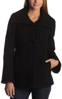 Jessica Simpson Women's Single Breasted Coat With Funnel Collar, Black, X Small