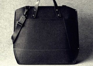 Charbonize Genuine Leather and Wool Felt Laptop Bag [up to 15 inch] (Black) Computers & Accessories