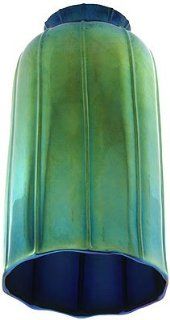 Replacement Glass Lamp Shades. Iridescent Peacock Blue Art Glass "Cylinder" Shade with 2 1/4" Fitter   Lampshades  