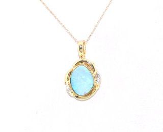 14K White Gold Diamond/Opal Charm Jewelry