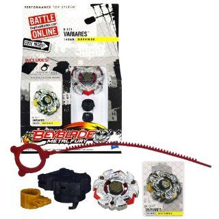 Hasbro Year 2012 Beyblade Metal Fury Performance Battle Tops   Defense 145WB B 151 VARIARES with Face Bolt, Variares Energy Ring/Fusion Wheel, 145 Spin Track, WB Performance Tip and Ripcord Launcher Plus Online Code Toys & Games