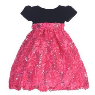 Lito Black Velvet Fuchsia Floral Tulle Christmas Dress Girls 6M 10 Lito Clothing