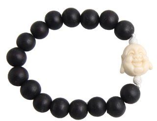 Buddha Bracelet with Black Wood Beads and Gold Filled Beads Jewelry