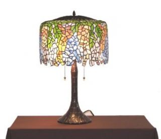 Tiffany Style Wisteria Handcrafted Yellow/blue Desk/table Lamp/ Lamps/ Light  15" Shade   