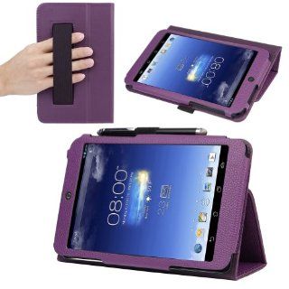 Evecase SlimBook Leather HandStrap Folio Stand Case Cover for Asus MeMO Pad HD 7 ME173X / ME173   7'' Android Tablet (Purple) Computers & Accessories
