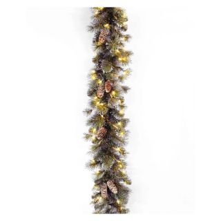 9 ft. Glitter Pine Pre Lit Garland with Pine Cones   Christmas Garland