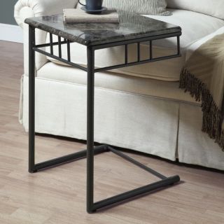 Monarch Square Metal Snack Table   Grey Marble / Charcoal   End Tables