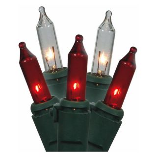Vickerman 100 ct. Red/White/Clear Mini Lights with Green Wire 5.5 in. Spacing   Christmas Lights