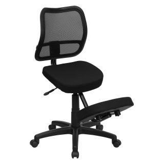 Flash Furniture Ergonomic Kneeling Chair with Mesh Back   Black Fabric   Desk Chairs