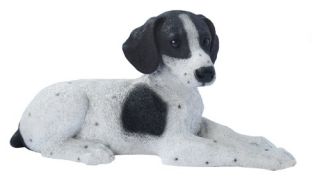 Black and White Pointer Puppy Dog Statue   Garden Statues