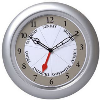 Contemporary Silver 13.25 in. Wall Day Clock   Wall Clocks