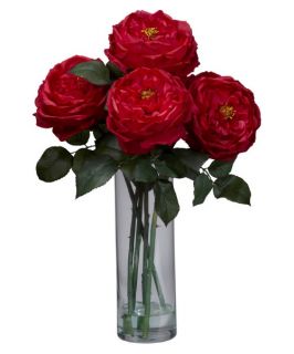 Fancy Rose with Cylinder Vase Silk Flower Arrangement   Silk Flowers