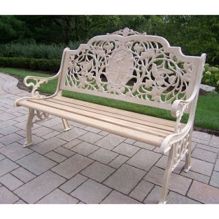Oakland Living Golfer Cast Aluminum and Wood Bench in Beach Sand Finish   Outdoor Benches