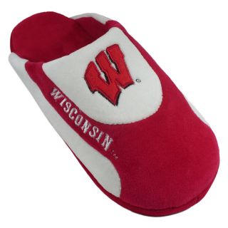 Comfy Feet NCAA Low Pro Stripe Slippers   Wisconsin Badgers   Mens Slippers