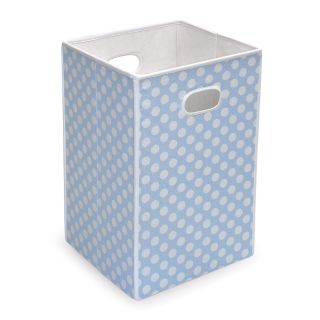Badger Basket Folding Hamper/Storage Bin   Blue with White Polka Dots   Nursery Decor