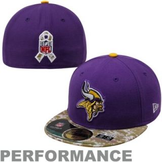 New Era Minnesota Vikings Youth Salute to Service On Field 59FIFTY Fitted Hat   Purple/Digital Camo