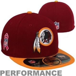 New Era Washington Redskins Breast Cancer Awareness On Field 59FIFTY Fitted Performance Hat   Burgundy/Gold