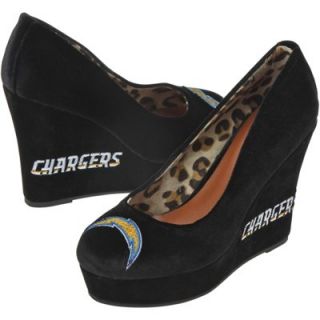 Cuce San Diego Chargers Ladies Groupie High Heel Wedges   Black