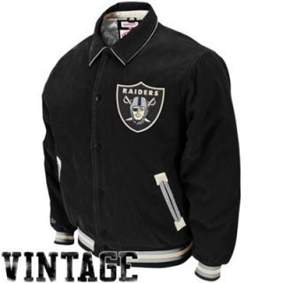 Mitchell & Ness Oakland Raiders Black Cutback Corduroy Vintage Full Button Jacket