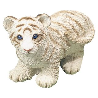 Sandicast Small Size White Tiger Cub Sculpture   Garden Statues