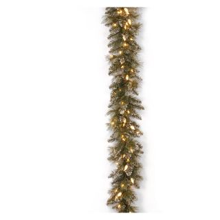9 ft. Glittery Bristle Pine Pre Lit LED Garland   Christmas Garland