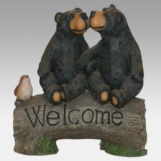 Two Bears with Welcome Sign Statue   Garden Statues