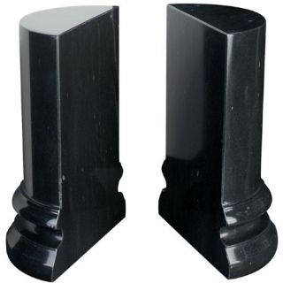 Jet Black Round Column Marble Bookends   Bookends