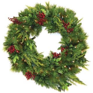 30 in. Estate Pre lit LED Wreath   Battery Operated   Christmas Wreaths