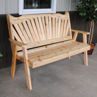 A & L Furniture Western Red Cedar Fanback Garden Bench   Outdoor Benches